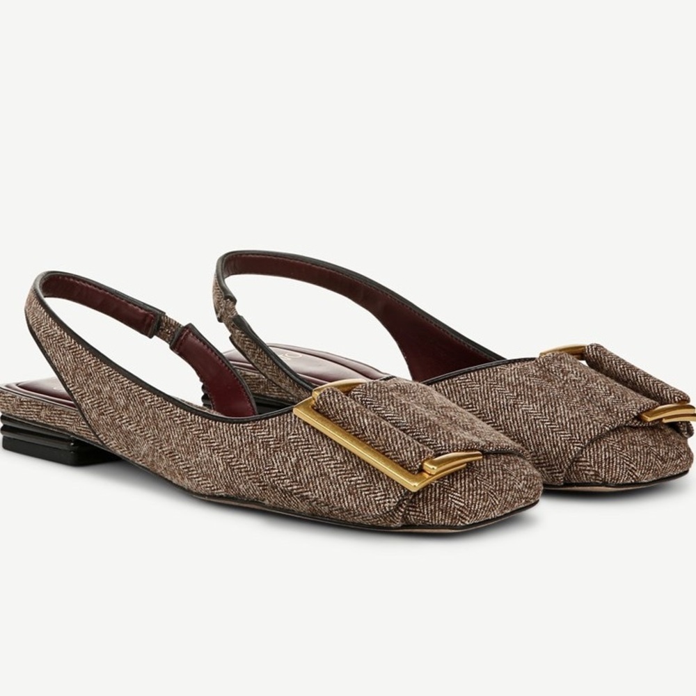 Franco Sarto Slingbacks. NEW! Golden Buckle Detail Adds Emphasis. Herringbone.